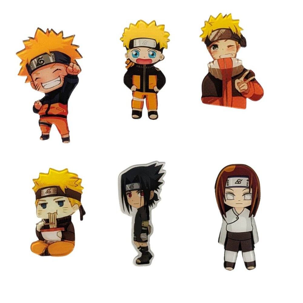 Naruto Anime Acrylic Pins Set of 6 NEW